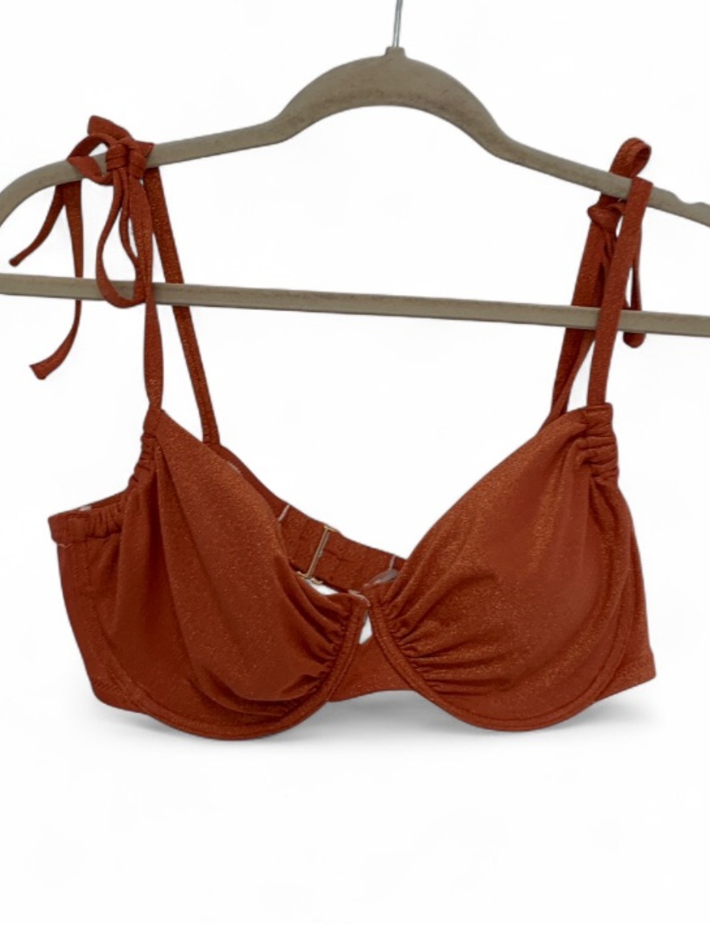 Victoria’s Secret Orange Glittery Tie-Straps Underwire Bikini Swim Top